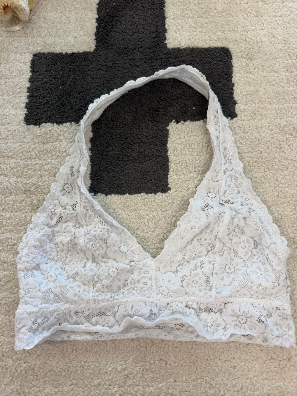 aerie White Lace Halter Bralette